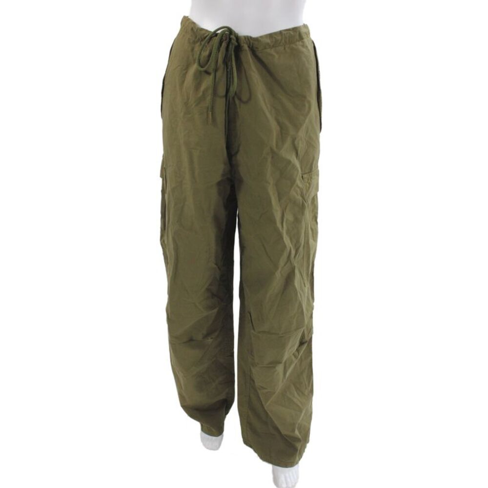 Nili Lotan Unisex Cargo Pants Green 100% Cotton Drawstring Army Size XL